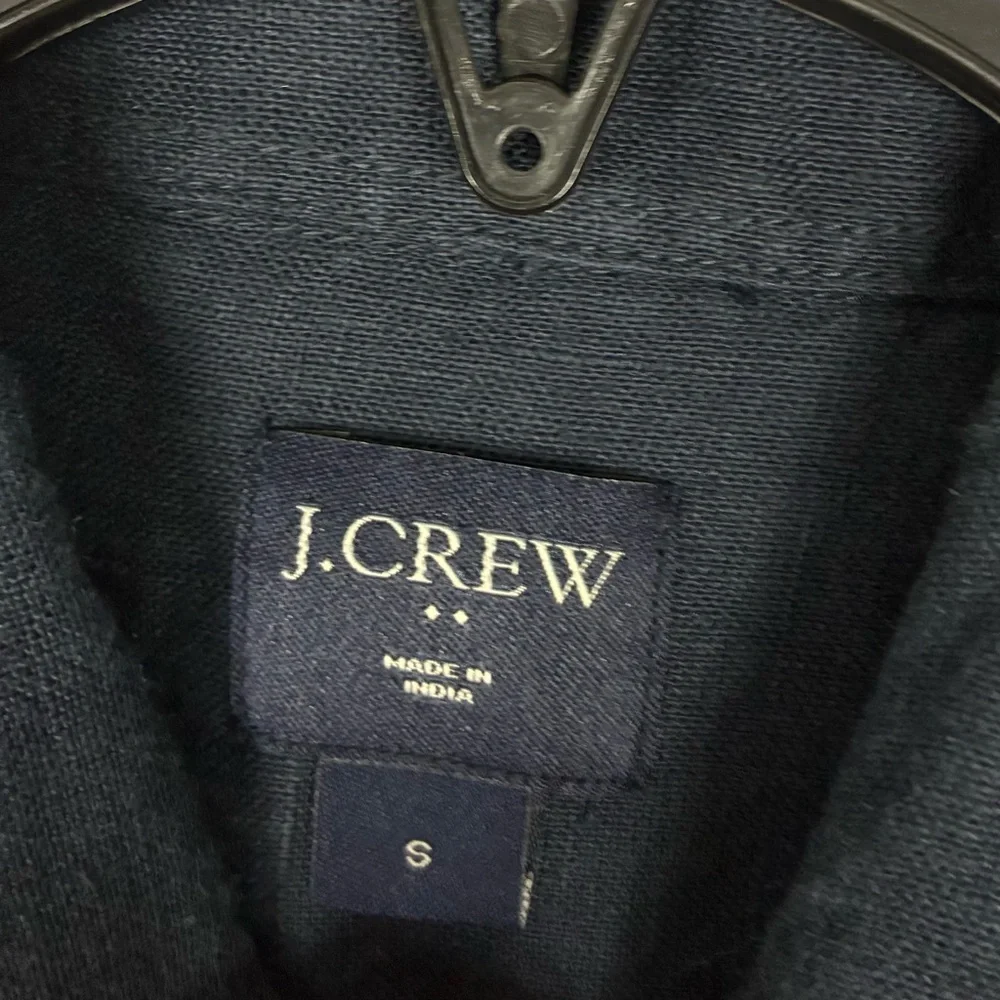 J Crew Factory Navy Short Sleeve Button Shirt Men’s Small Linen Classic Stylish